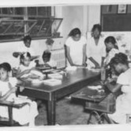 View of children working on an activity.