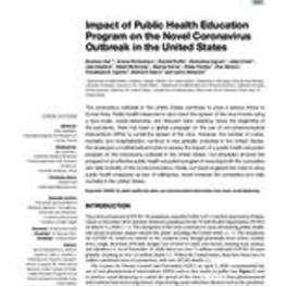 Impact of Public Health Education Program on Novel Coronavirus Outbreak in the United States