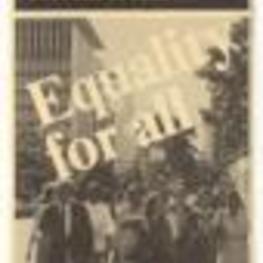 "Equality For All" brochure detailing civil rights issues by the Multicultural Task Force of America. 4 pages.