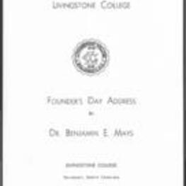 A founder's day address by Benjamin E. Mays.