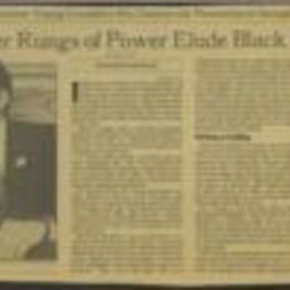 The article discusses the challenges faced by Black politicians, such as Andrew Young, who are seeking higher office in predominantly White areas, due to the resistance they face from White voters. 1 page.