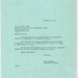 Letter thanking for materials on desegregation in Montgomery County. 1 page.