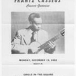 Program for Frantz Casseus' performance in New York City.