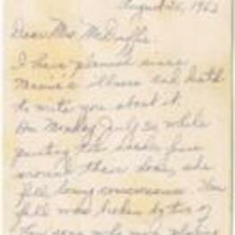 A letter to Elizabeth McDuffie regarding the death of a woman named Mamie.
