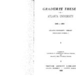 Graduate Theses of Atlanta University, 1948 - 1953