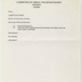 An agenda for the Committee on the Appeal For Human Rights held on April 29th, 2000. 1 page.