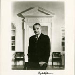 Portrait of Lyndon Johnson, autographed.
