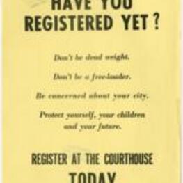 Student Nonviolent Coordinating Committee (SNCC) flyer promoting voter registration.