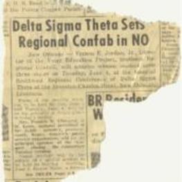 Article entitled, "Delta Sigma Theta Set Regional Confab in NO" discussing Delta Sigma Theta's regional conference in New Orleans. 2 pages.