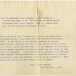A copy of a memorandum note appended to the bottom of a declaration boycotting Post Sutler Dewitt. 1 page.