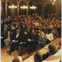 Joseph and Evelyn Lowery sit with other attendees at the NAACP's 13th Annual Martin Luther King, Jr. international commemoration at the University of Heidelberg's Alte Aula (Old Hall).