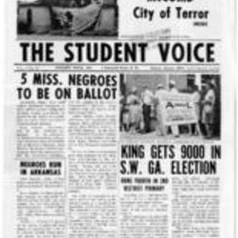 Student Nonviolent Coordinating Committee (SNCC) newsletter, The Student Voice, Vol. 5, No. 22.