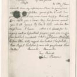 A photocopy of a letter to Mrs. George L. Stearns from John Brown while he was in prison in Charlestown, Virginia. 1 page.