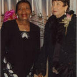 Evelyn G. Lowery and Christine King Farris (Martin Luther King, Jr.'s sister ) are shown posing for a picture at the 33rd Annual SCLC/W.O.M.E.N. Drum Major for Justice Awards dinner.