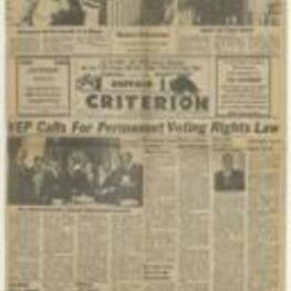 Newspaper article discussing Voter Education Project (VEP) Director John R. Lewis's calls for a permanent and national voting rights law to replace the 1965 Voting Rights Act, which was set to expire. Lewis argued that it was demeaning for minorities to have to petition the government for renewal of their constitutional rights on a periodic basis. 2 pages.