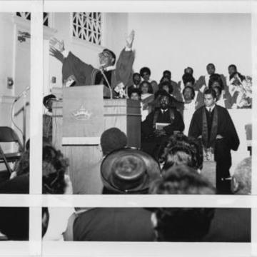 Joseph E. Lowery Preaches a Farewell Sermon to Members of Central United Methodist Church, 1986