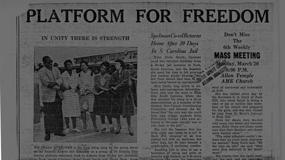 This collection documents the Atlanta Student Movement during the Civil Rights Era. It highlights student activism in the Atlanta University Consortium (AUC); Clark College, Morris Brown, Morehouse College, Atlanta University, and Spelman College. The collection includes newspaper and journal articles, flyers, reports, photographs, and correspondence by and about students from the AUC schools. Of note are copies of An Appeal for Human Rights written by student leaders, which set forth the student's grievances, rights, and aspirations as well as their dissatisfaction with the status quo conditions of segregation and discrimination and the slow pace at which inherent human and civil rights were being meted out to African Americans. The Appeal was published as a full-page ad in the March 9, 1960 editions of the Atlanta Constitution, Atlanta Journal, and Atlanta Daily World. It was subsequently published in the New York Times, providing national awareness of student activism in the civil rights struggle in Atlanta. The issuance of the Appeal was followed by sit-ins and pickets at specifically targeted businesses, government and transportation facilities in Atlanta and Fulton County, Georgia, and kneel-ins at churches. The participants in the Atlanta student movement organized commemorative reunions, 1990 and 2000 to re-examine the civil rights movement and discuss current efforts and projections for the future. Programs, minutes, correspondence, and news articles from the reunions are included in the collection. 

At the AUC Robert W. Woodruff Library, we are always striving to improve our digital collections. We welcome additional information about people, places, or events depicted in any of the works in this collection. To submit information, please contact us at DSD@auctr.edu.