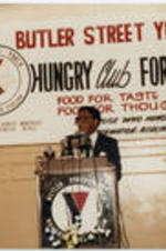 Southern Christian Leadership Conference President Joseph E. Lowery speaks at the Butler Street YMCA Hungry Club Forum.