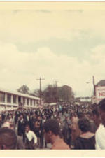 Mourners walk down Hunter Street (now Martin Luther King Jr. Dr.) as part of Martin Luther King Jr.'s funeral procession.