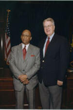 Judge John H. Ruffin, Jr. with Governor Roy Barnes. Written on verso: Judge John H. (Jack) Ruffin, Jr., Court of Appeals of Georgia Governor Roy Barnes, Governor of Georgia