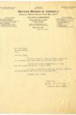Correspondence between Better Homes in America and Mrs. John Hope with a thank you letter from Secretary Better Homes. 1 page.