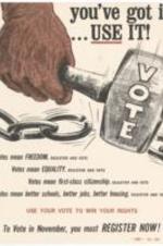 Poster encouraging voting and voter registration.