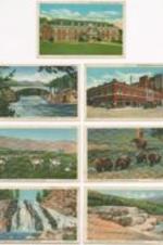 Seven blank postcards made by the Curt Teich Company.