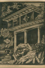 A print made by Hale Woodruff entitled "President's Residence."