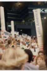 A photo of the crowd at the 1980 Democratic National Convention during Ted Kennedy's speech "Dream Will Never Die".
