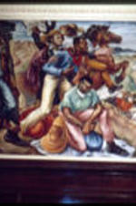 A color slide of a mural at Talladega College entitled "The Underground Railroad."