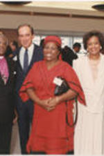 Southern Christian Leadership Conference President Joseph E. Lowery poses for a photo with Bishop Desmond Tutu, Nomalizo Leah Tutu, and others at an unknown event.