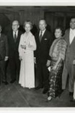 Written on verso: Morehouse Atlanta Fund-Raising Group (Steering Committee) L-R: Mr. + Mrs. Joseph Heyman, Mr. and Mrs. George Craft, President and Mrs. Hugh Gloster, and Vice-Mayor and Mrs. Maynard Jackson.