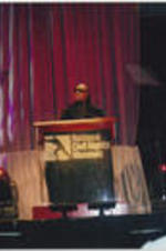 Stevie Wonder speaks during an event at the National Civil Rights Museum in Memphis, Tennessee.