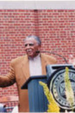 Joseph E. Lowery is shown speaking at Clark Atlanta University in Atlanta, Georgia.