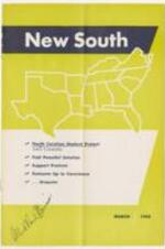 This "New South" booklet was published by the South Regional Council in Atlanta, Georgia, and authored by John Constable, the Director of Information Southern Regional Council. This issue focuses on the protest movement against segregated lunch counters in North Carolina during the Civil Rights era. The issue highlights the initial surprise and uncertainty experienced by white leaders in response to the "sit-down" protests in the state. The Director presents findings from his visit to the cities involved in the protests, reflecting leaders' confusion and lack of direction. 9 pages.