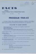 Program for 1964-1965, current agenda, and the national officers and board of directors 1964-1965 from the League of Women Voters of Georgia. 4 pages.