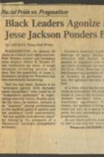 Article on the Black community grappling with the potential benefits and risks of Jesse L. Jackson's candidacy for President of the United States. 2 pages.