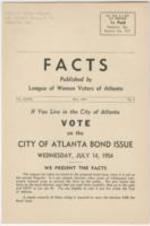 Information on City of Atlanta bond issue from the League of Women Voters of Georgia. 4 pages.