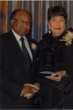 Evelyn G. Lowery poses for a photo with award recipient Judge Robert Benham at the 33rd Annual SCLC/W.O.M.E.N. Drum Major for Justice Awards dinner.