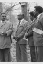 Southern Christian Leadership Conference President Joseph E. Lowery is shown with others at a groundbreaking ceremony for the Wesley Plaza housing development. A photo from this event is featured on page 71 of the June-July 1981 SCLC Magazine issue: http://hdl.handle.net/20.500.12322/auc.199:07018.