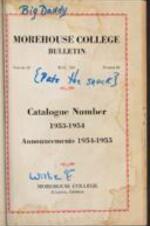 Morehouse College Catalog 1953-1954, Announcements 1954-1955, May 1954