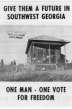 Student Nonviolent Coordinating Committee (SNCC) brochure promoting voter registration on Freedom Day, calling on the people of Southwest Georgia.