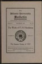The Atlanta University Bulletin (newsletter), s. II no. 72: The Work of F.H. Henderson, December 1927