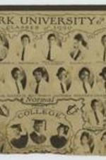 Portraits of students from Clark University. Written on recto: Clark University, classes of 1920, Normal College (left to right) Annie K. Flournoy, Ga. Historian, Arrie M. Alexander, Ga., Mamie E. Beavans, Ga., Wilbie E. Kight, Ga. Vice President, Rubie M. Ford, Ga., Perry L. Walker, Fla. Secretary, Mary S. Johnson, Ga., Maye Finley, Ga., Ruth B. Hall, Ga., Myra F. Thornton, Ga., Lois G. Finley, Ga., Edith A. Todd, Ga., Lillie M. Rosette, Ga., Annie A. Reid, Ark. Irene K. Jones, Ga., Jerry C. Anderson, SC., Arthur B. Keeling, Fla., President, Erma E. Coleman, critic.