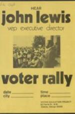 Flyer inviting people to hear John Lewis speak at voter rally. 1 page.