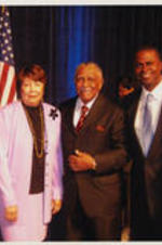 Joseph and Evelyn Lowery are shown with others, including Georgia state senator Kasim Reed (second from right) posing for a picture at the 2005 Voting Rights Act Prayer Breakfast.