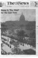 Photocopy of a newspaper clipping describing the death of President Franklin Roosevelt and the funerary procession.