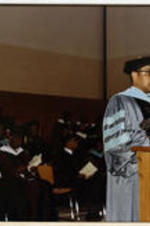 Dr. Grant S. Shockley speaks at a graduation ceremony.