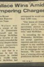 Article on George Wallace winning the Democratic election over George McMillan, possibly due to ballot tampering. 2 pages.