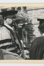 Written on verso: Clark College Commencement Exercises ca. May 1975, Left to right: 1. Dr. Vivian Wilson Henderson